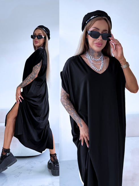 LIELIŲ DYDŽIŲ elastinga suknelė "KOSMO LS1699" - JUODA